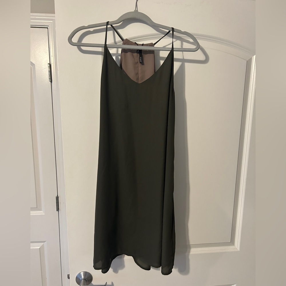 Tempted Taupe Satin Dress